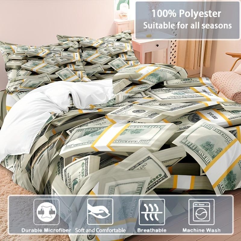 Dollars Printed Red Texture Banknote Bedding Set 3D Printed Duvet Cover With Pillowcase Queen  Full Size Bedclothes Room Decor