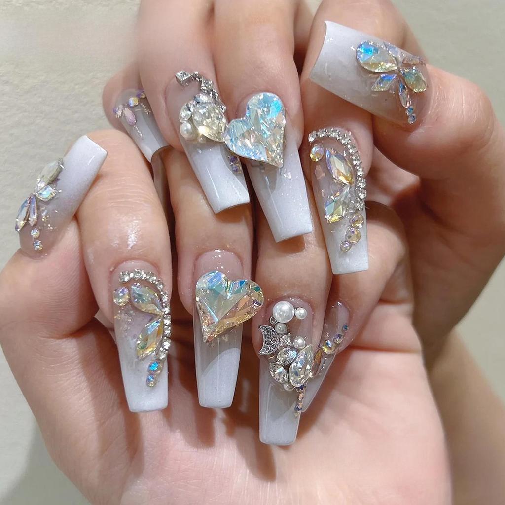 K9 Мигающее Белое Сердце-Бриллиант и Топор Украшение для Нейл-Арта