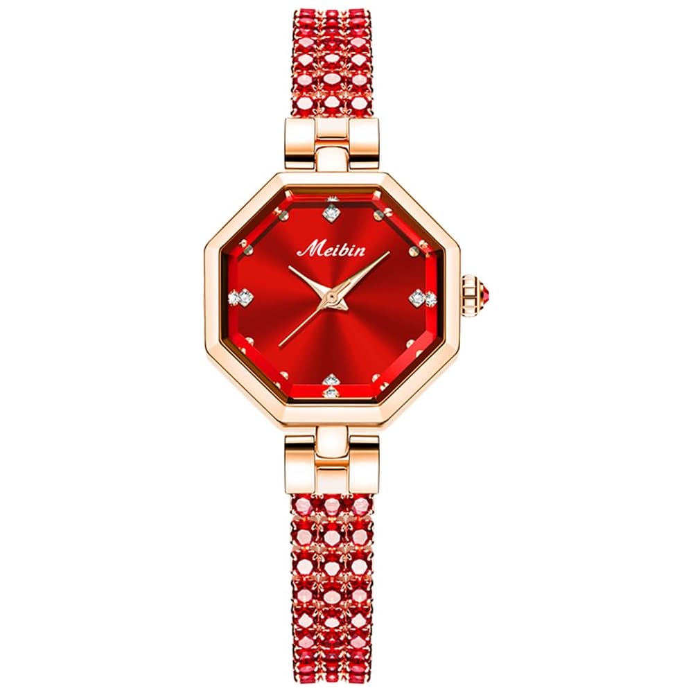 Crystal Women s Waterproof Bracelet Watch Quartz Simple Square Red