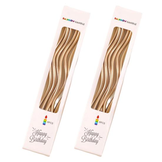 12 stk Festlys Food Grade Trygg å bruke Flames Gjenget Buet Kakedekorasjon Ensfarget Brennbare kakelys til jul