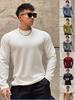 Herrtröja i enfärgad långärmad baslager - Atletisk rundhalsad pullover för vår och höst