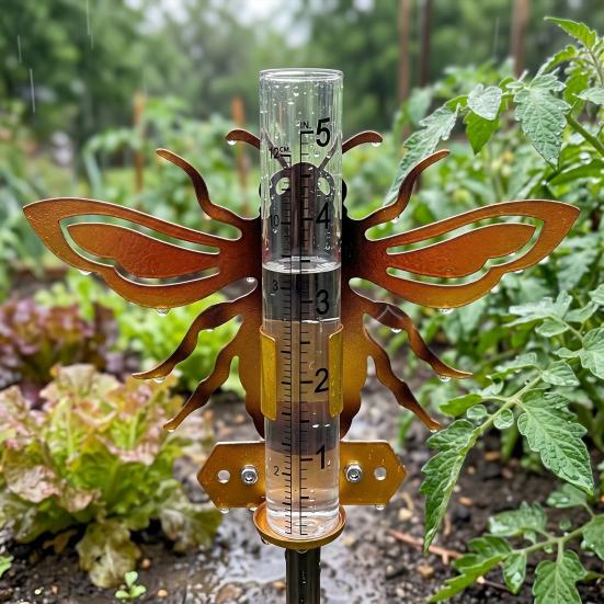 1/2 Stück Tier-Regenmesser mit Glasröhre für Außenbereich Garten Rasen Hof Zaun Terrasse Bauernhof Dekorative Wasser-Regenmessröhre mit Montagehalterung