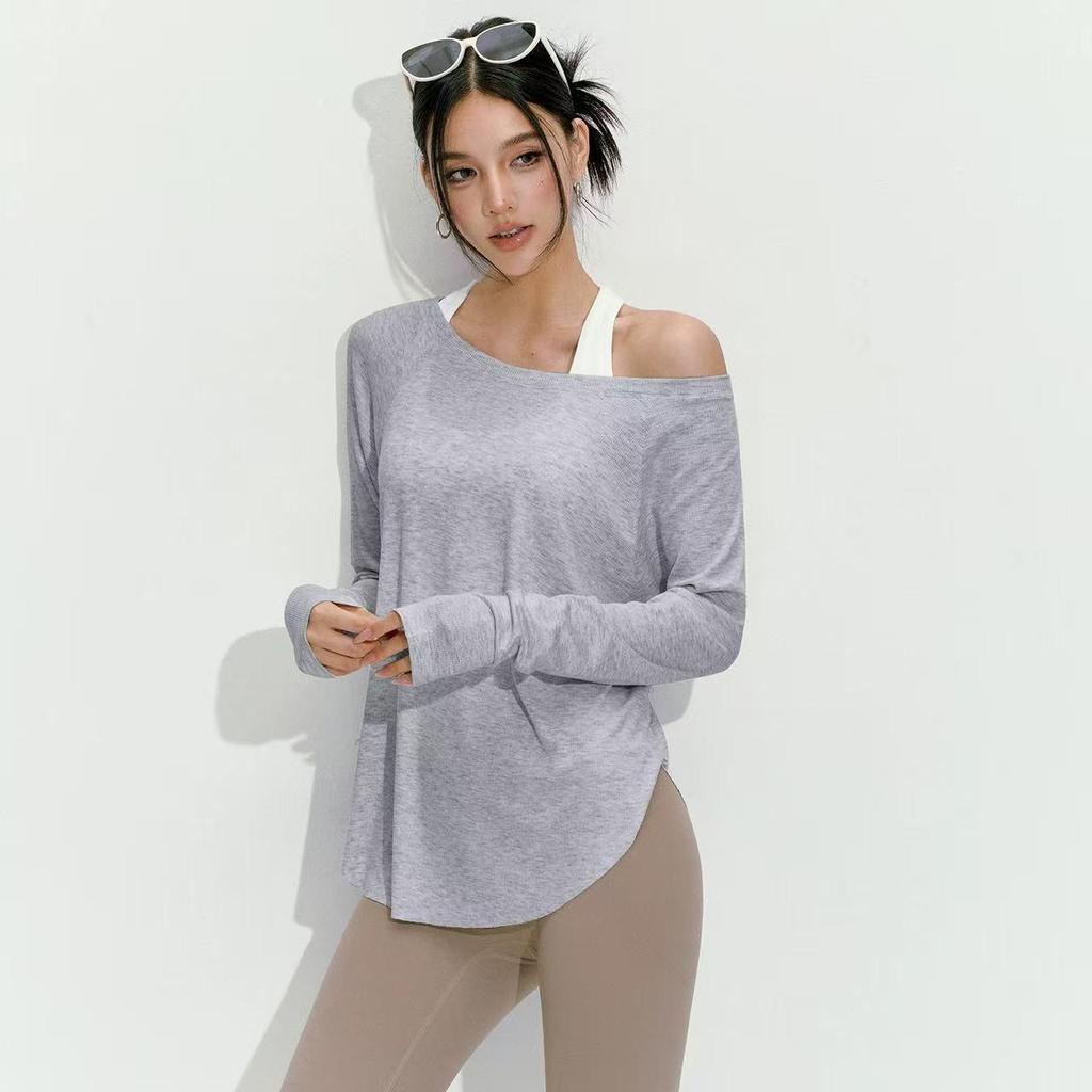Women's Long Sleeve Ribbed Yoga Top - Autumn/Winter Collection, Slim Fit, Nude Feeling, Perfect for Pilates & Outdoor Sportswear