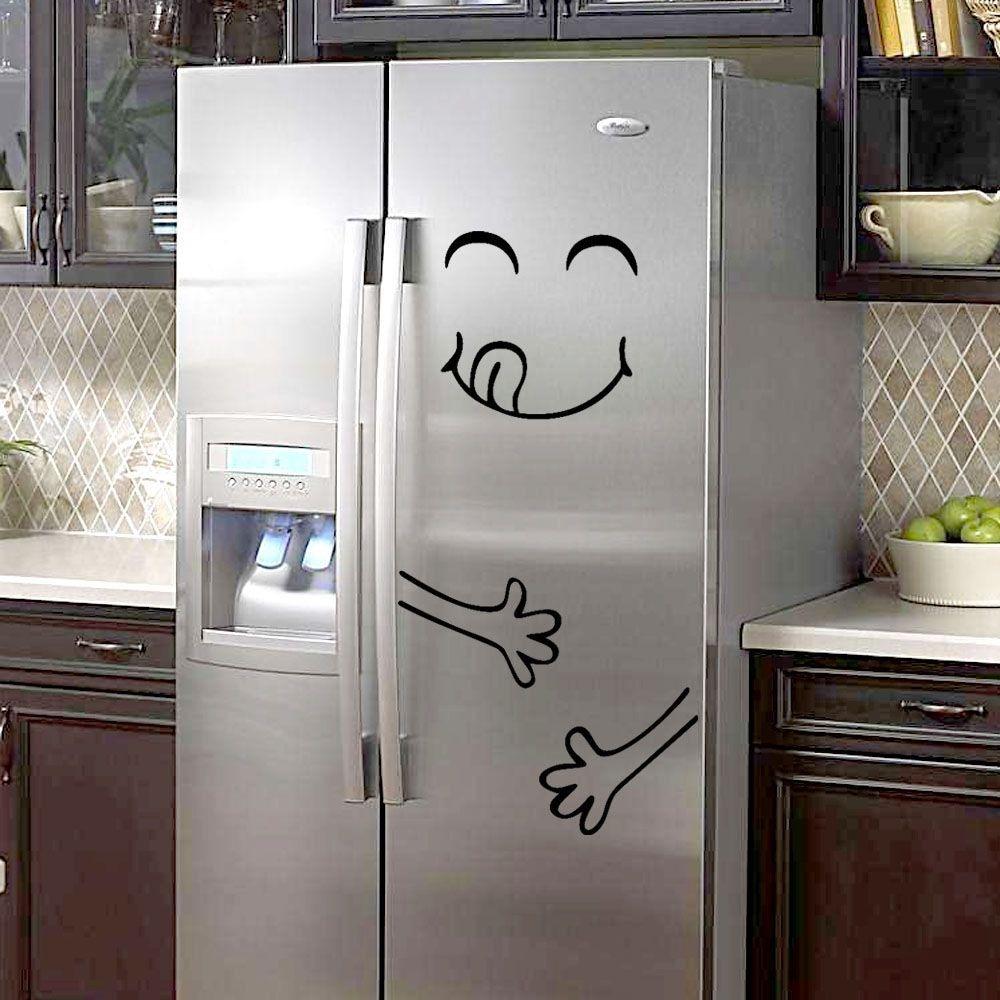 2pcs Smile Refrigerator Stickers Vinyl Refrigerator Wrap Fridge Wrap  Refrigerator