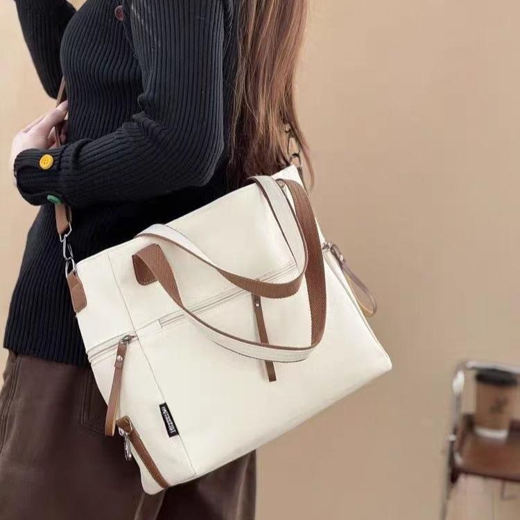 Canvas Tote Bag, Large Capacity Commuter Shoulder Crossbody Bag for Students Laptop