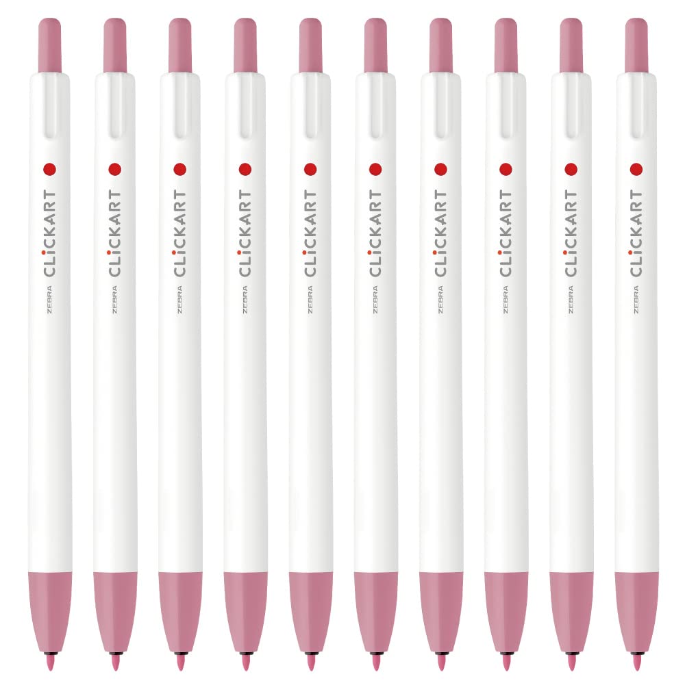 Zebra Clickart Pale 10 Water-Based Pen, Rose, pens, B-WYSS22-PR