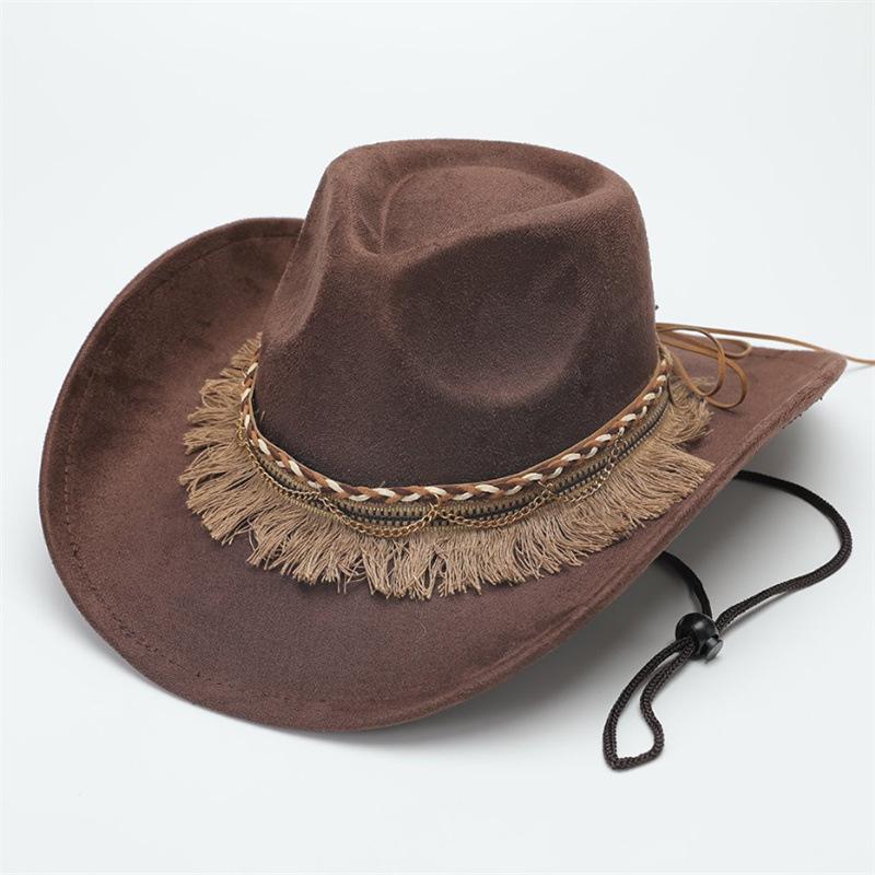Suede hat woolen jazz hat British top hat solid color retro sunshade sun protection western cowboy hat