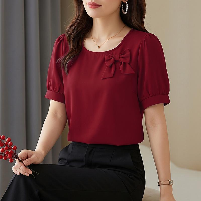 ZANZEA Women Casual Round Neck Solid Color Elegant Short Sleeve Blouse