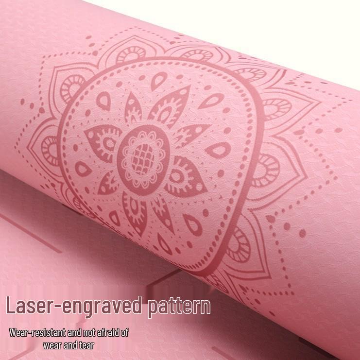 High-End Non-Slip TPE Yoga Mat with Body Alignment Lines for Men & Women Fitness Training, Dual-Color Design, Ideal for Home Use.