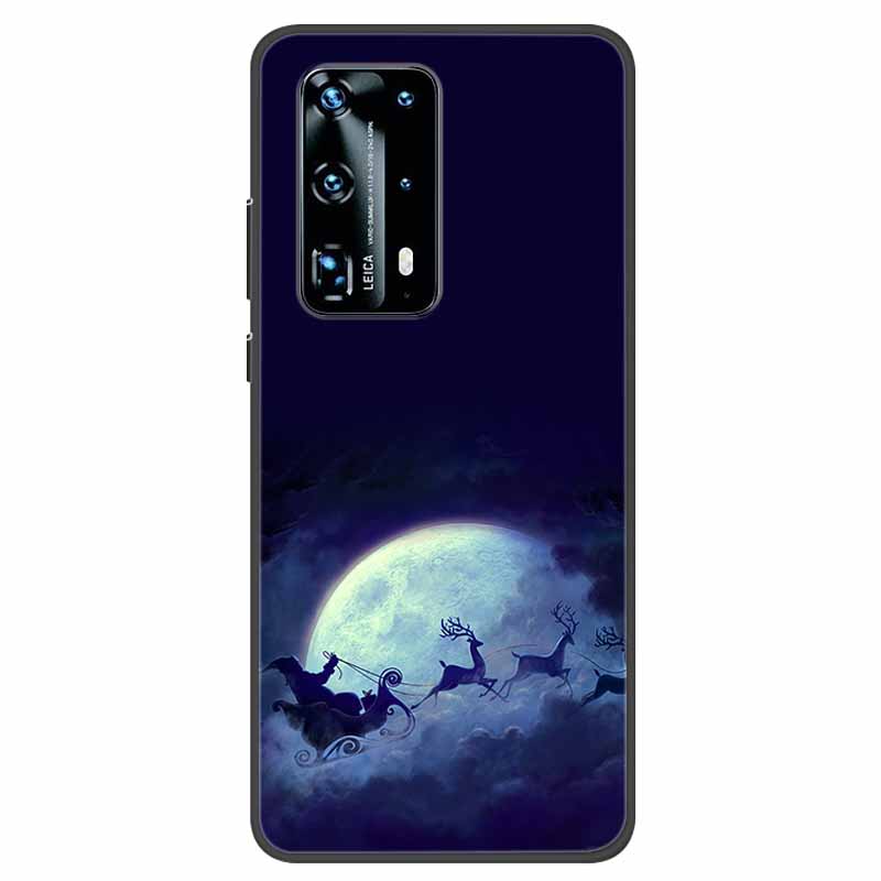 Christmas Phone Cases For Huawei P40 P20 Pro P40 P20 Lite P40 P20Case Black Silicone TPU Soft Cover Santa Claus TPU Bumper Funda