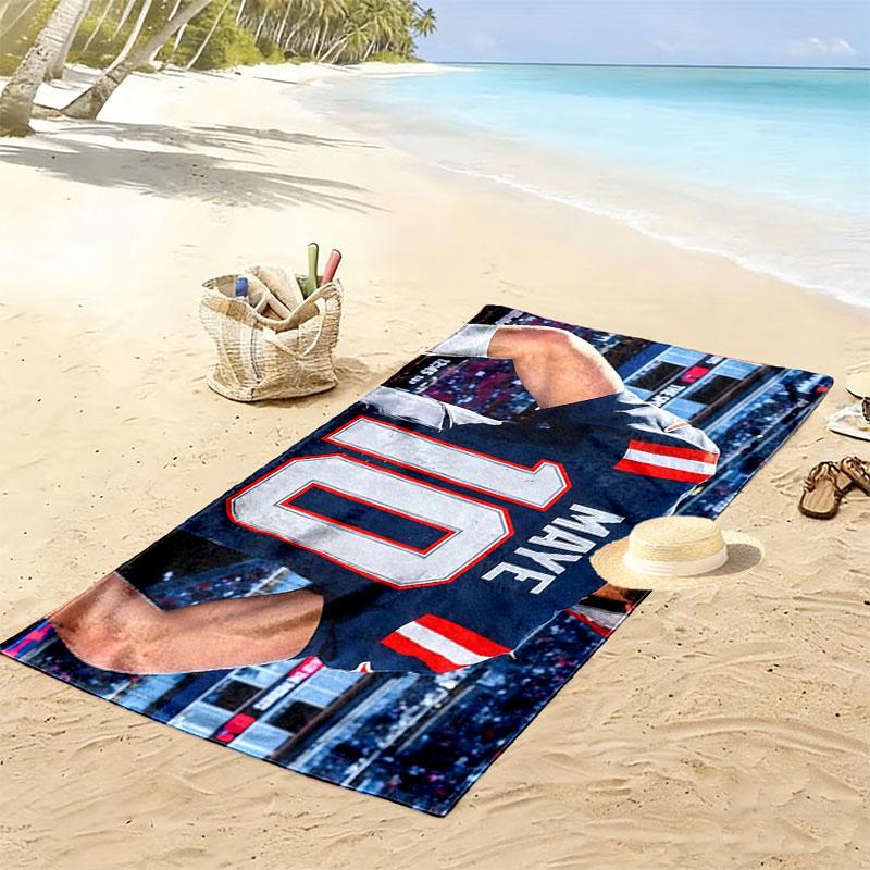 Drake Maye Print Beach Towel, Large Soft Quick Dry Towel for Beach Camping Swimming