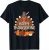 Vintage Thanksgiving Pilgrim Turkey And Pumpkins Fall Holiday T-shirt