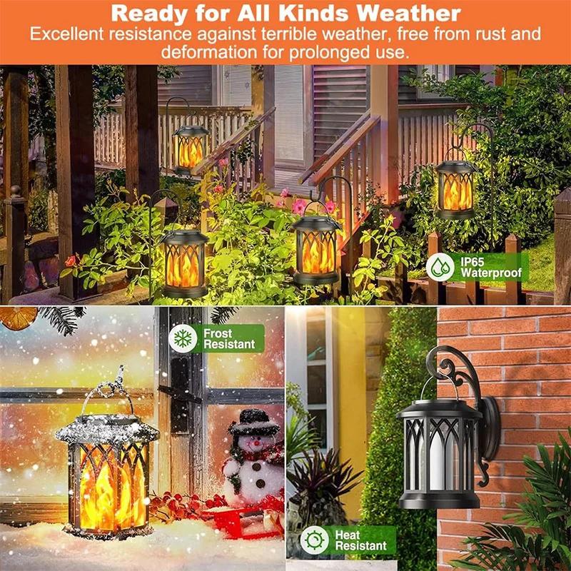 Dancing Flame Solar Light For Outdoor Solar Lantern Outdoor Flame Lamp Clip Lantern Landscape Pendant Lamp Outdoor Solar Lights