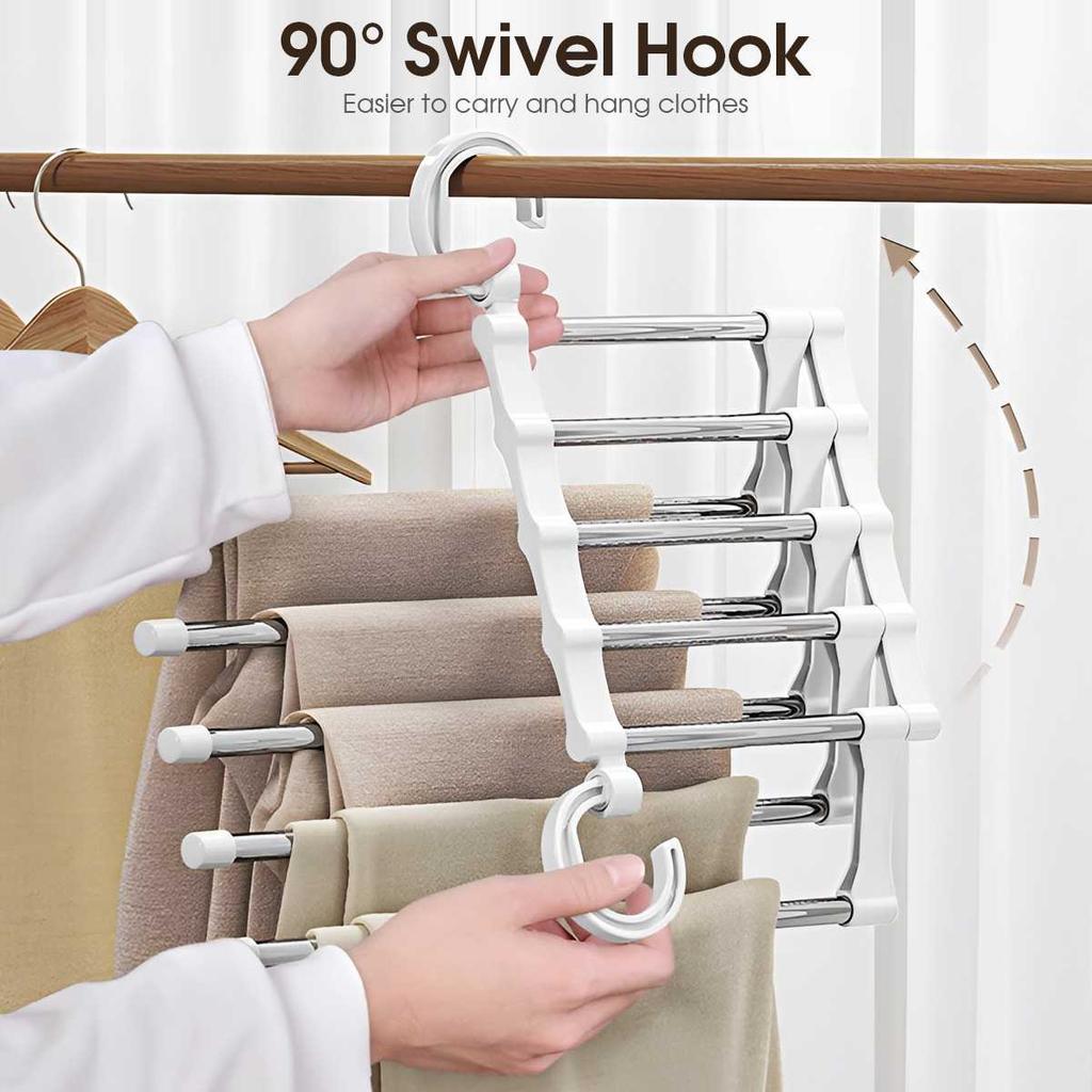 1PC Magic Trouser Rack Hangers Stainless Steel Folding Pant Rack Tie Hanger Shelves Bedroom Closet Organizer Wardrobe Storage