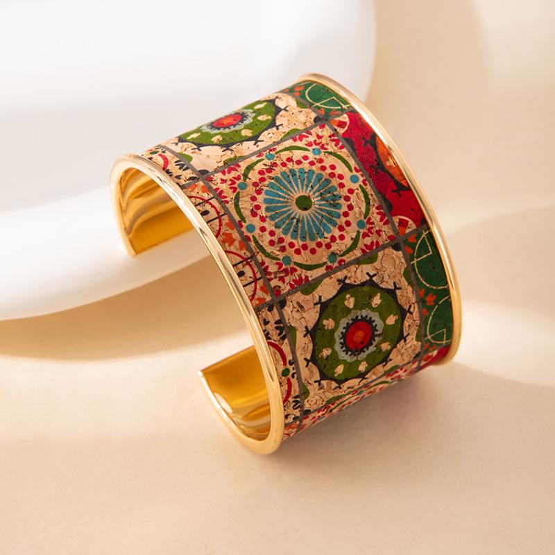 Трансграничный хит продаж цветной браслет-манжета с граффити, высококлассный, для мужчин и женщин, браслет в стиле Ins, модный, крутой, ретро, этнический стиль, ювелирные изделия