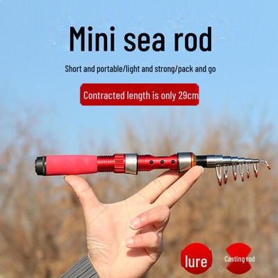 Set di canne da pesca in mare mini portatili ultra-corte con capacità di lancio a lunga distanza