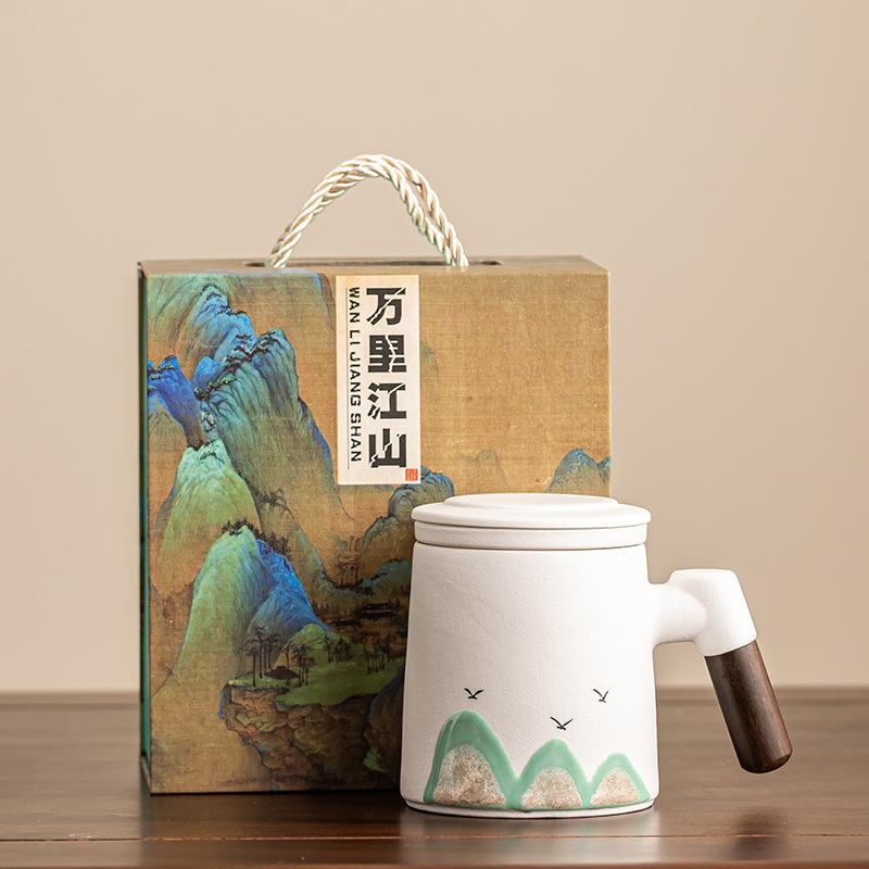 Qianli Jiangshan Ceramic Office Cup Business Gift Set The company's annual meeting will send customers and employees filter teacups and water cups