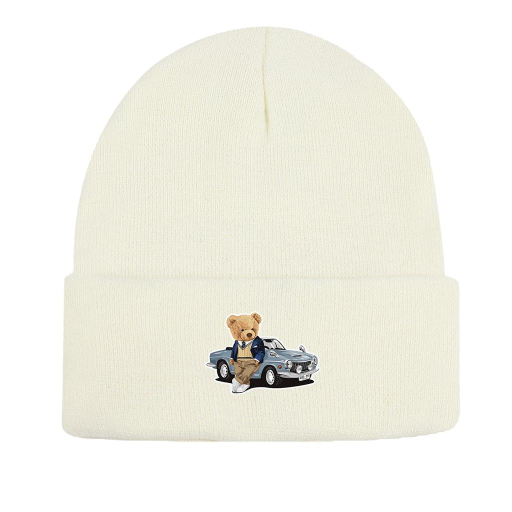 Bear Car Warm Knit Cap Beanie, Animal Man Cap Warm Winter Casual Bonnet Knit Hat Beanie