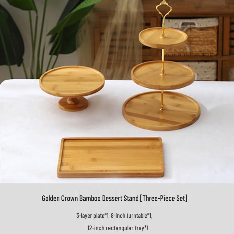 Forest Style Bamboo Wood Cake & Dessert Stand Set