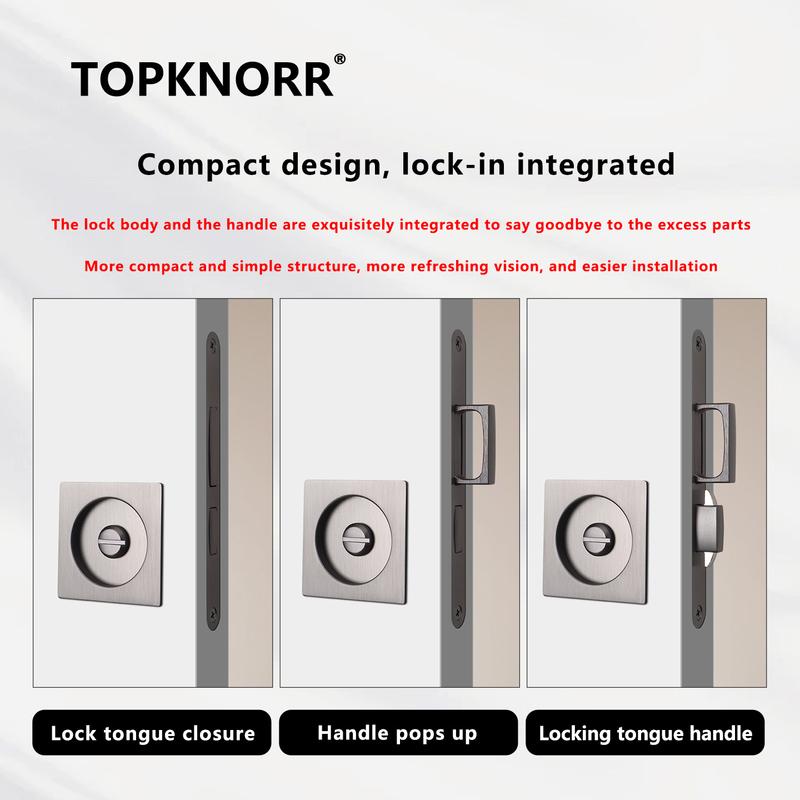 Square Pocket Door Lock Left and Right Sliding Door Lock Invisible Door Handle Bedroom Sliding Door Hook Lock Embedded Safety