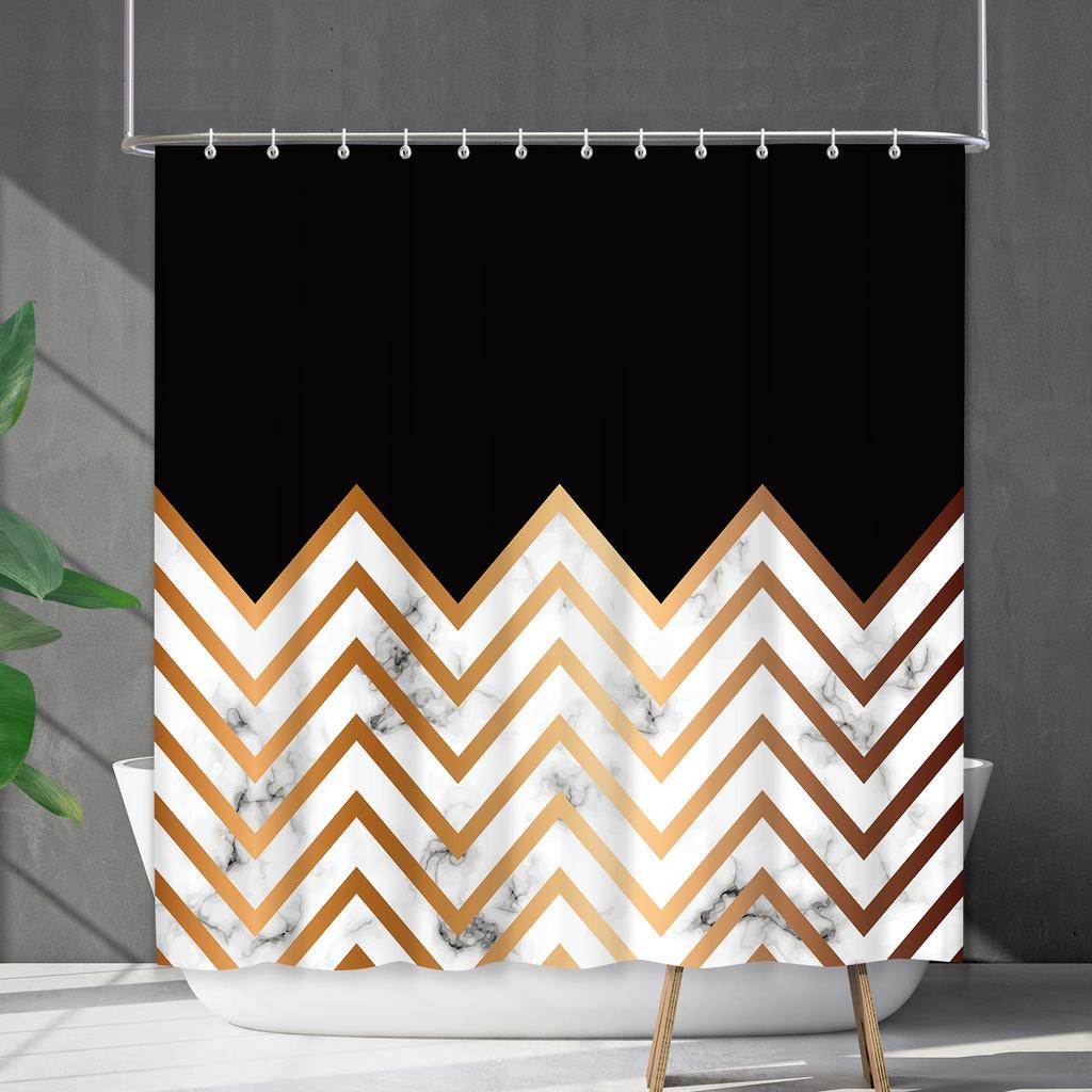 Shower Curtain Waterproof And Mildew-Proof Line Lattice Bathroom Striped Bathroom Curtain Shower Curtain Partition Curtain Free Of Punching