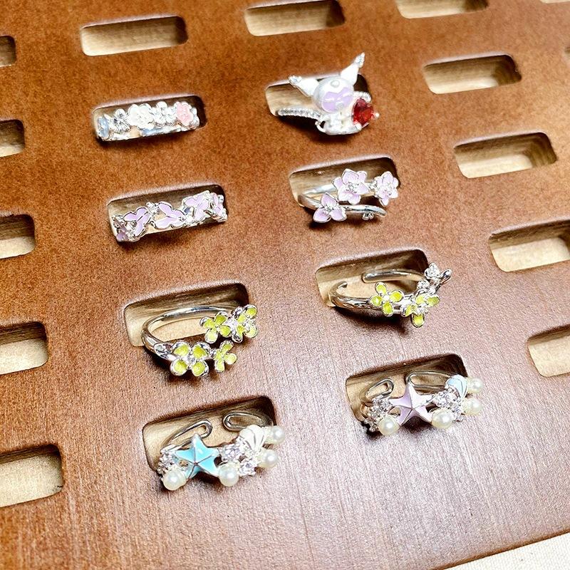 Anello Apribile Stella Marina Fiore Stile Dolce Ragazza Smalto Zircone Moda Donna Anello di Nicchia Raffinato Stile Straniero