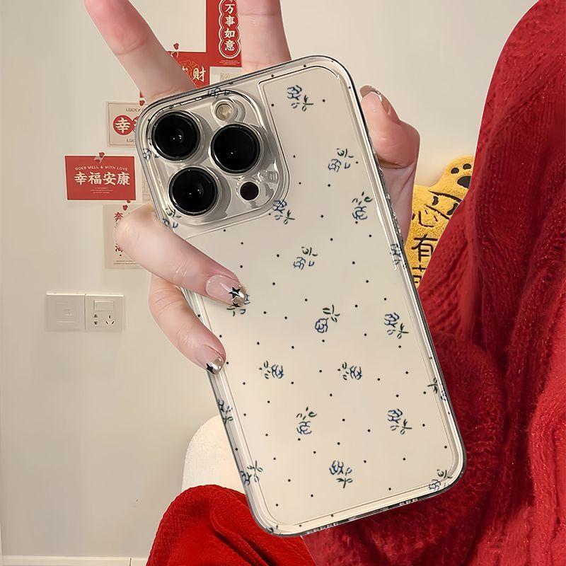 Ins Clear Blue Floral iPhone 11Promax Mobile Phone Case for Apple 11promax Space Case 11 Sets
