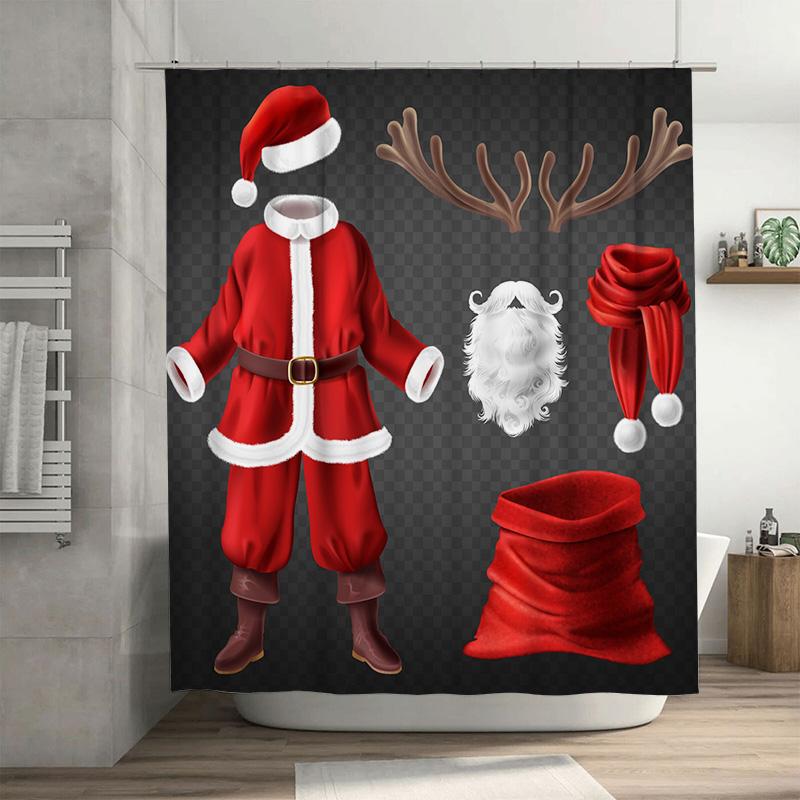 

TU Christmas Shower Curtain Santa Claus Festive Holiday Bathroom Decor Waterproof Xmas Pattern Fabric Backdrop Home Textile 90x180cm35x71in