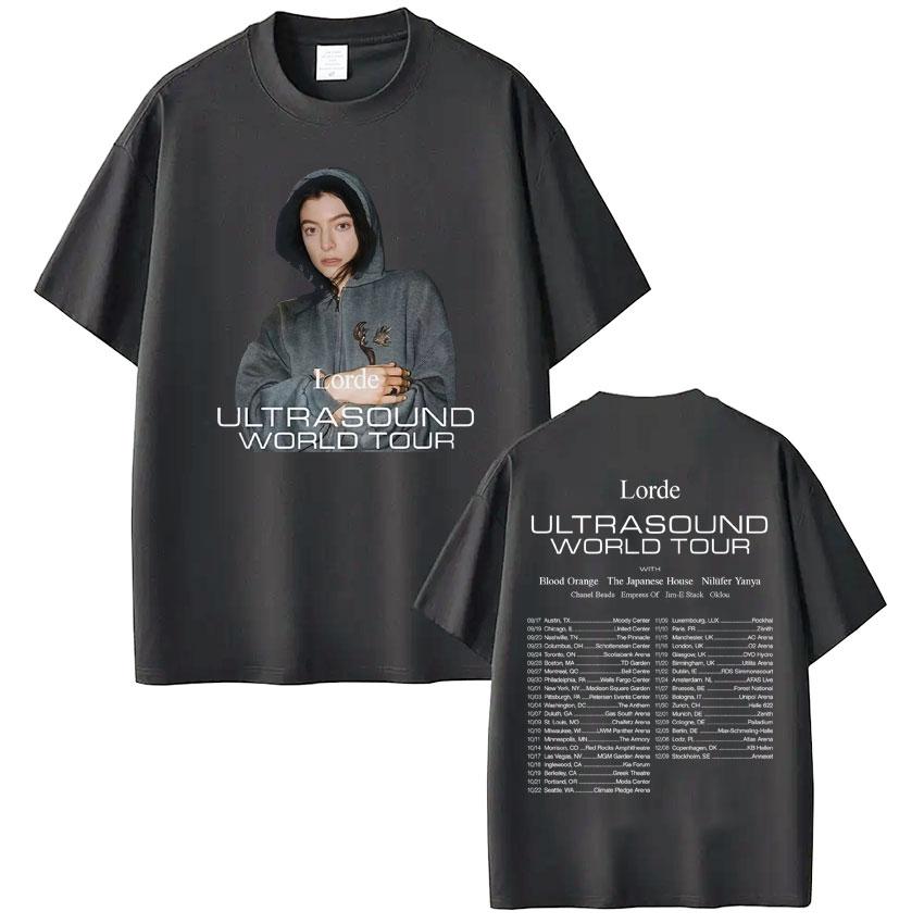 Sommer Lorde Ultraschall Welttournee Lorde Merch Grafik Neu Vielseitig für Damen/Herren 100% Reine Baumwolle Bedrucktes T-Shirt Y2k