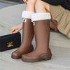 Waterproof and non-slip rain shoes women's cotton removable four-season rain boots comfortable and wear-resistant long tube water shoes