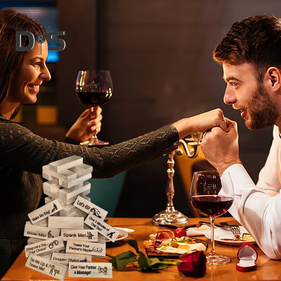 Dejting Klossar Torn Set Vuxna Utmaningar Stapelbart Byggklossar Set Klosstorn Staplingsspel för Par Dejtkväll