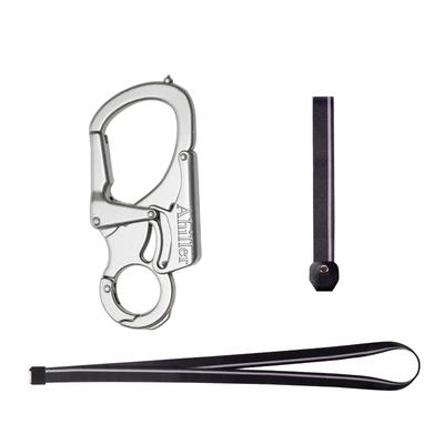 [Ahiller] Karabiner, Schlüsselanhänger-Set, Doppelverschluss-Design, Wolframspitze Kegelform, Kleiner Legierungskarabiner mit zwei Riemen Geeignet für Camping, Wandern,