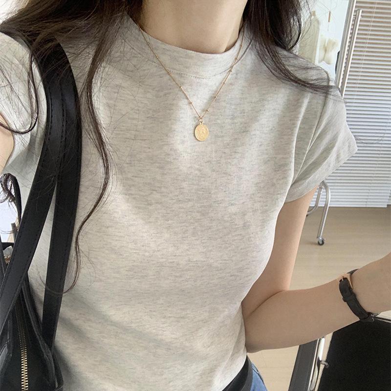 American Style Slim Fit Gray Long Sleeve Women's T-Shirt - Autumn/Winter Wear