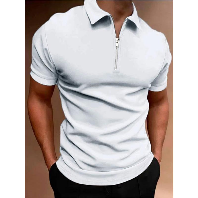 Erkek Polo Tişört Düz Renk Kısa Kollu Yakalı Tişört Günlük Fitted Üst Erkek Giyim