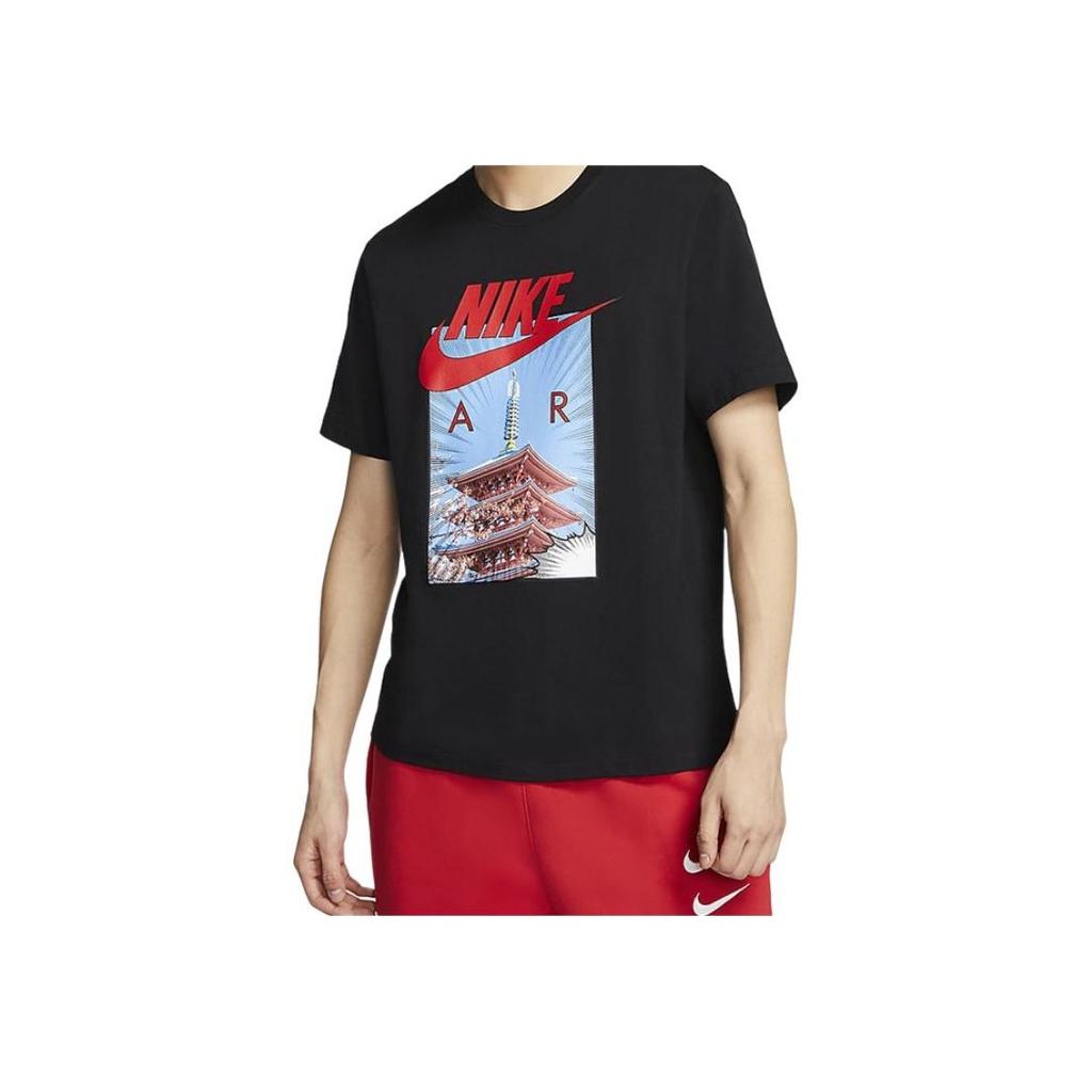 Nike Air Photo Tee With Pagoda And Cherry Blossom Print Men Tops Black CT6531-010
