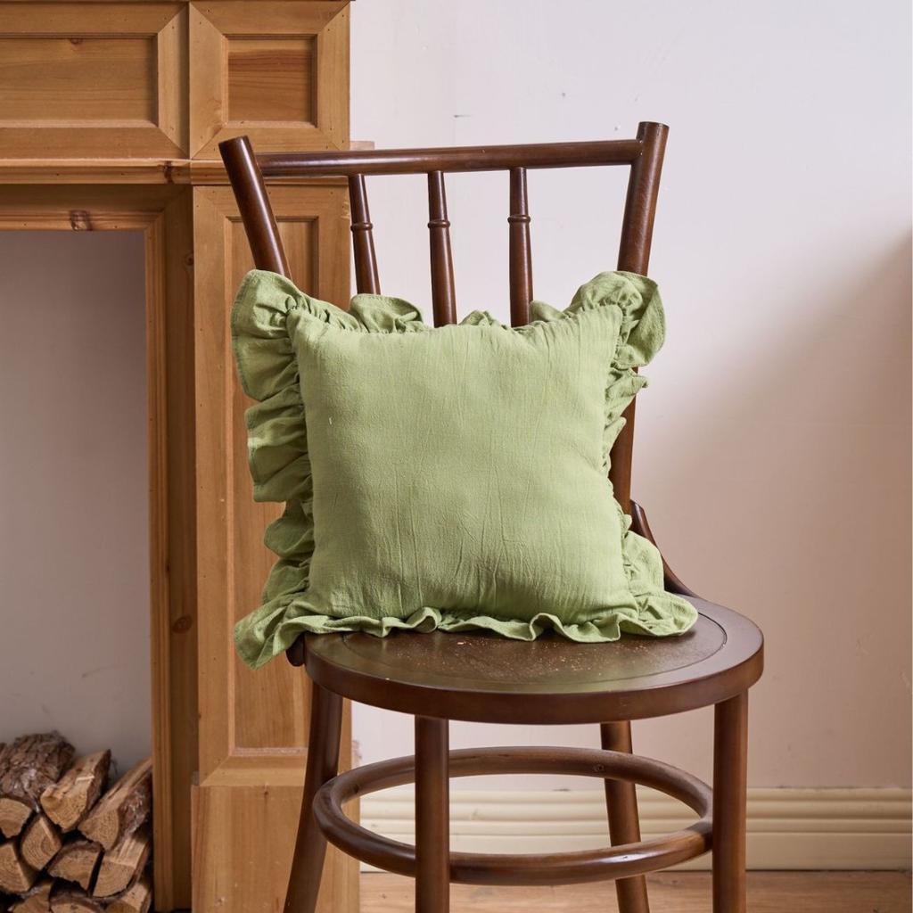 French Ruffle Edge Pillow Cover Solid Color Pillow Living Room Sofa Pillow Chair Back Waist Pillow Cover