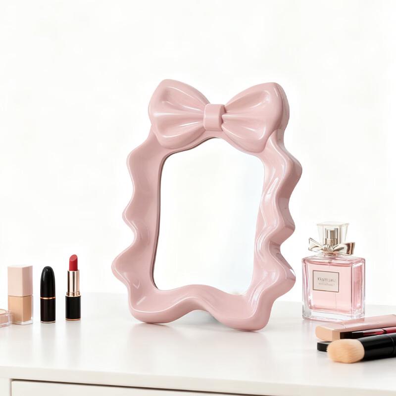 Oeny Wall-Mounted Desktop Makeup Mirror with Bowknot