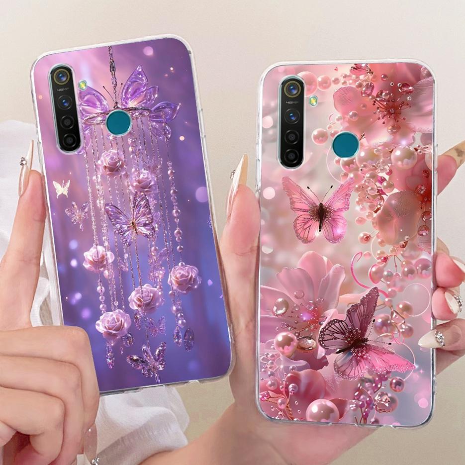 For Realme 5 Pro Case Realme 5i 5S Stylish Butterfly Tree Painted Cover Soft Slim Phone Case For Realme 5S 5i Realme5 Pro Fundas
