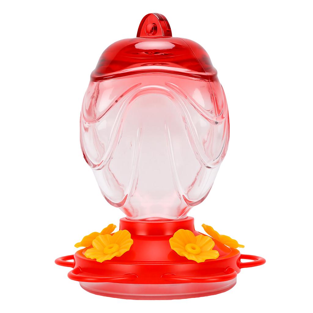 Outdoor Hanging Glass Bird Feeder Clear Glass Bottle Wild Bird Nectar Feeder with 6 Feeding Ports for Courtyard Garden