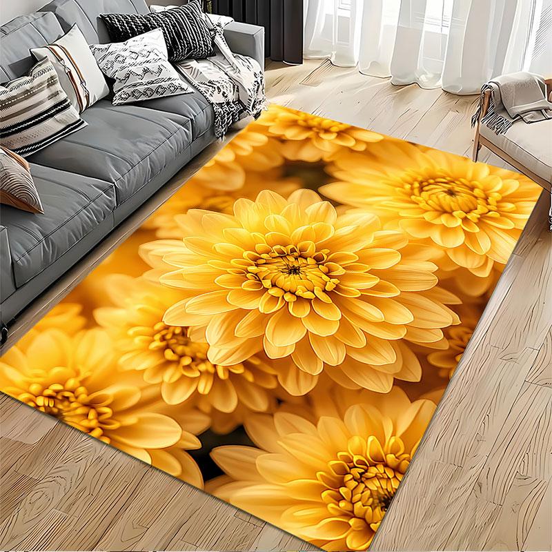 Golden Floral Pattern Carpet Suitable As a Non-slip Mat for the Living Room or Bedroom Sofa