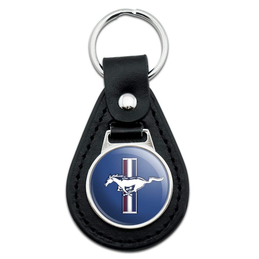 

GRAPHICS MORE Black Leather Ford Mustang Logo Keychain & чёрный