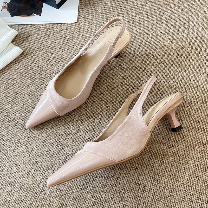 Pointed High Heels Open-Toe Sandals Fairy Shoes Spring Summer French Style Elegant Women Vulcanized Shoes