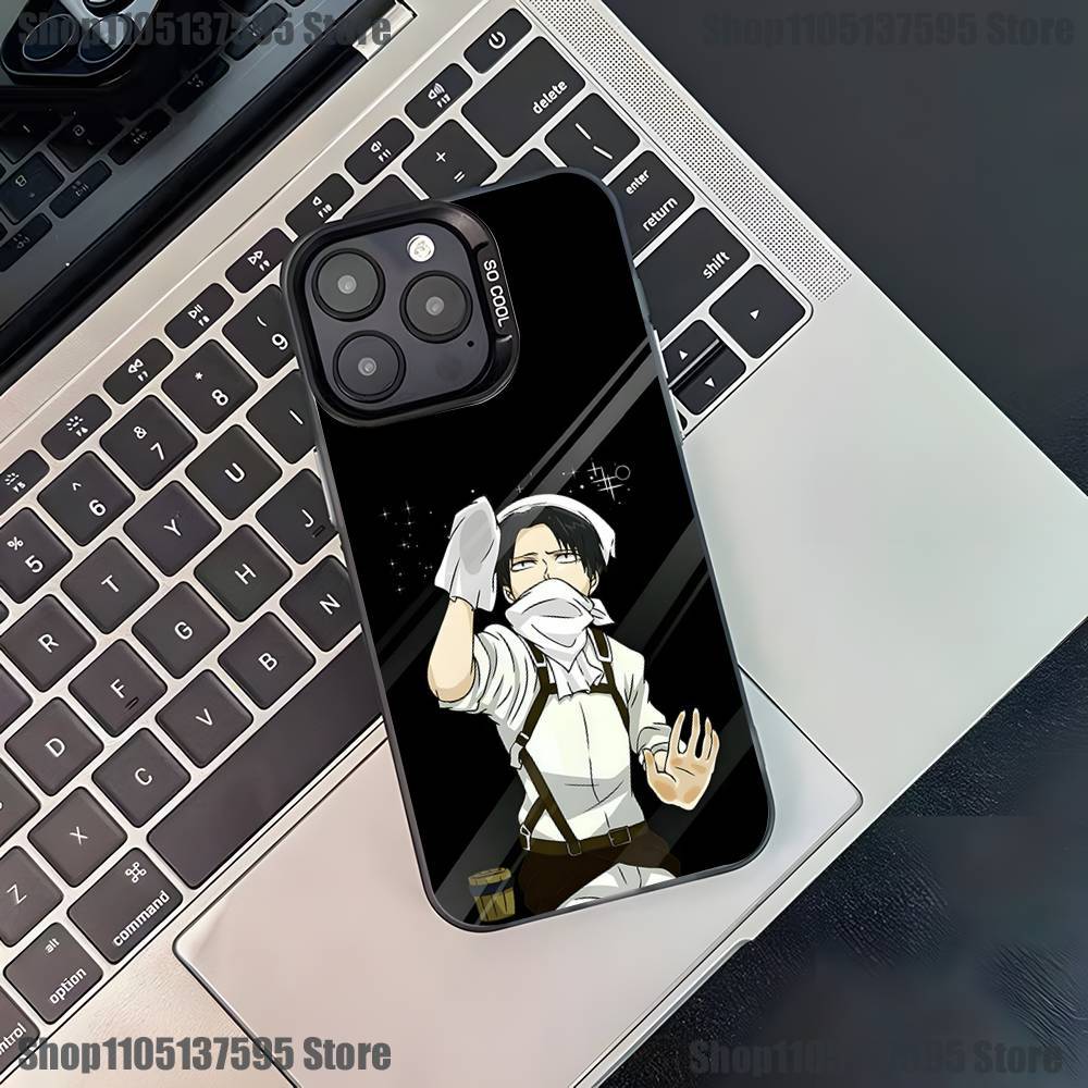 Levi Ackerman Attack On Titan Phone Case For iPhone 17,16,15,14,13,12,11,Pro,XS,Max,Plus,Mini,SE4,E Black Matte Shockproof Cover