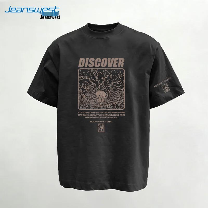 Jeanswest Men s 2026 Summer Line Art Landscape Pure Cotton T-Shirt 2XL