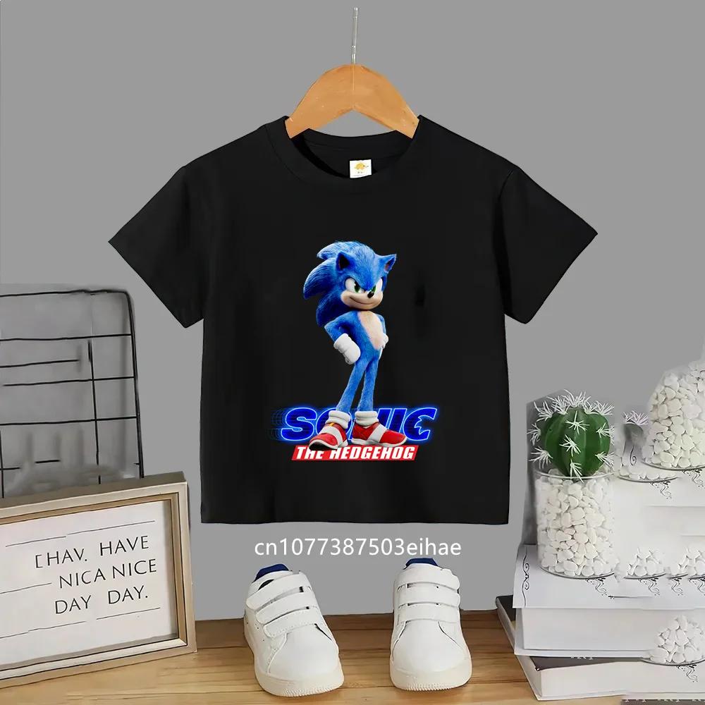 Sonic Popular Anime Merch Kids Round Neck Short Sleeve T Shirt Summer Casual Fashion Comfortable Breathable Daily Wear