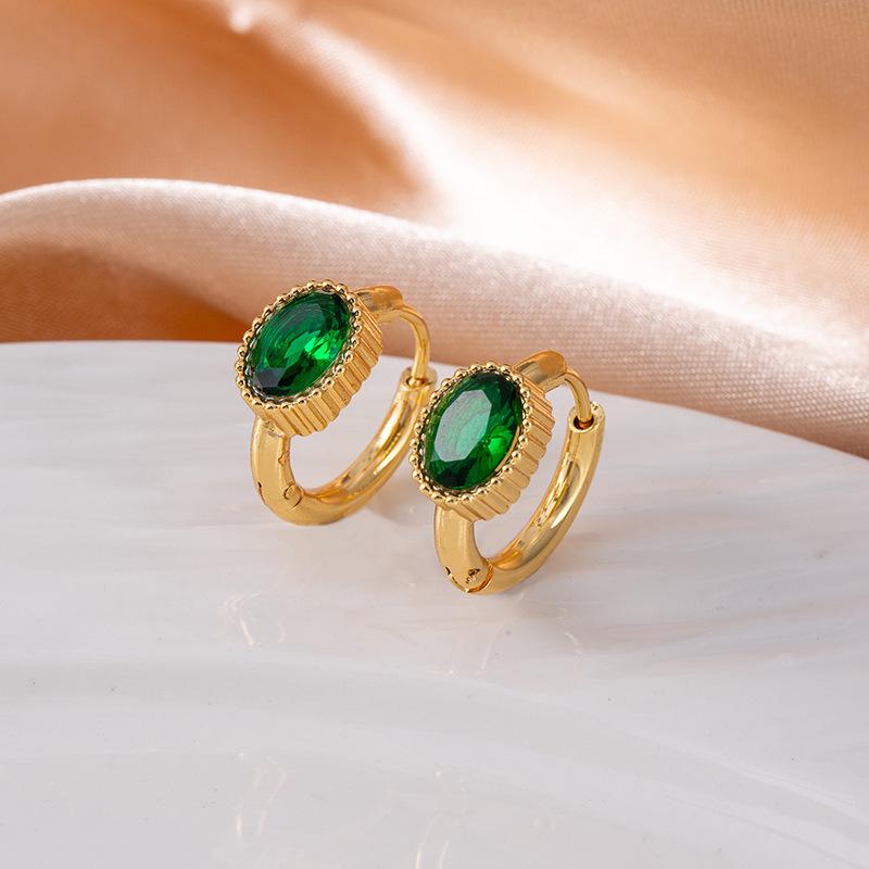 Hochwertige Edelstahl-Sternohrringe mit Vintage-Smaragd- und Zirkonkristallen