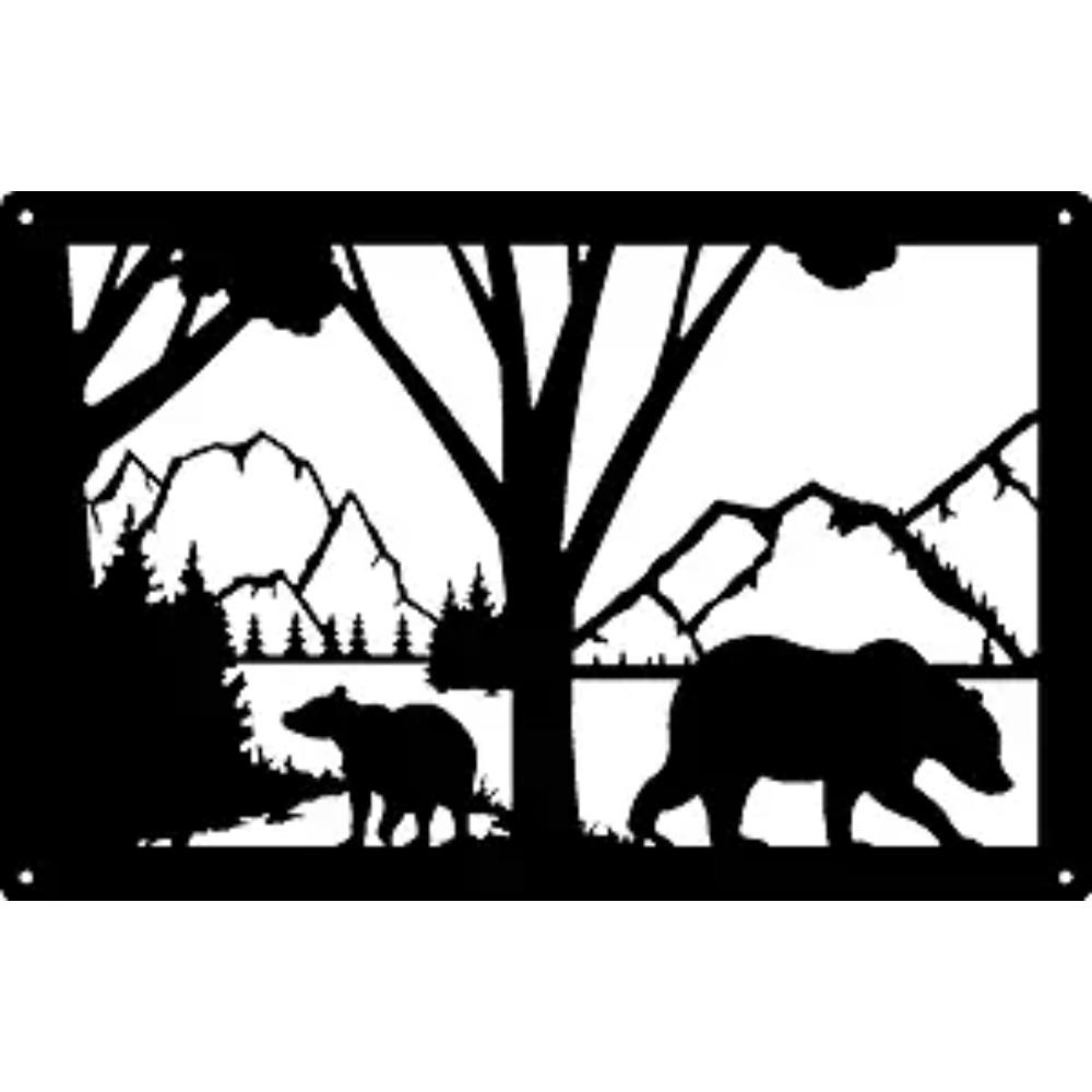 

Wildlife Bear Lake Metal Wall Decor Home Art 13.8x9 Inch чёрный