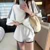 Lazy wind casual sports suit female summer student small loose thin short-sleeved shorts running two-piece set