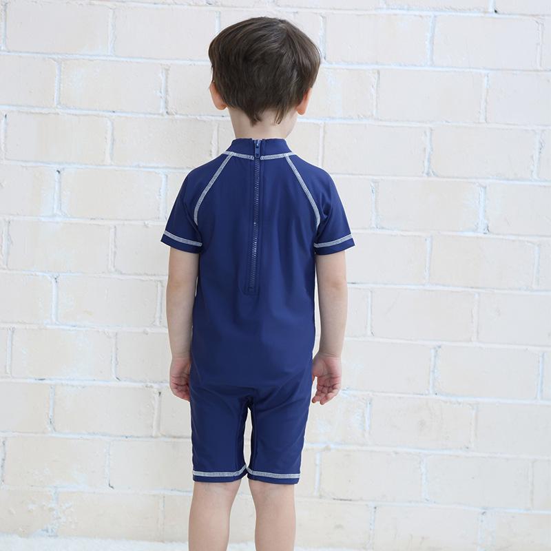 Summer Quick-Dry Pirate Captain One-Piece Swimsuit for Boys - Sun Protection, Navy Style