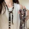 Retro Melanoid Acrylic Silk Scarf Necklace - High-End Sweater Chain for Women, Autumn/Winter Collection